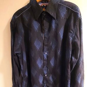 Robert Graham navy blue button down size large